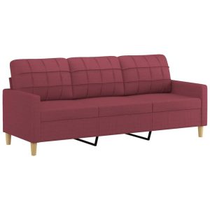 Sofa 3-osobowa, winna czerwień, 180 cm,tapicerowana tkaniną 374809 Sofa 3-osobowa, winna czerwień, 180 cm,tapicerowana tkaniną 374809