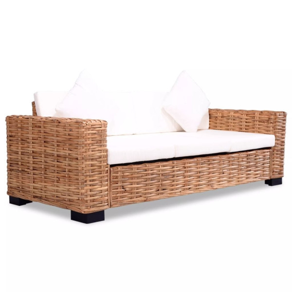 Sofa 3-osobowa z naturalnego rattanu 374810