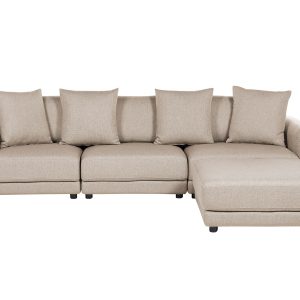 Sofa 3-osobowa z otomaną tapicerowana beżowa 190549