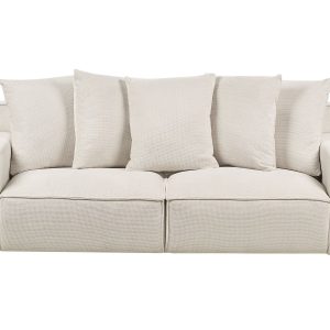 Sofa 3-osobowa z poduszkami szenil złamana biel 597797