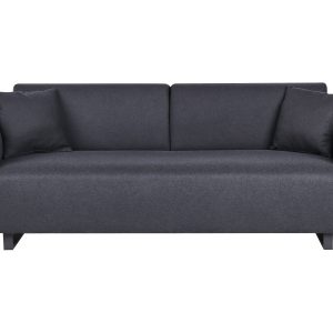 Sofa 3-osobowa ze stolikami pomocniczymi czarna 453838