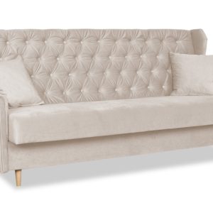 Sofa 3osobowa ROZKŁADANA uszak wersalka welurowa GAJA beżowa 315941 Sofa 3osobowa ROZKŁADANA uszak wersalka welurowa GAJA beżowa 315941