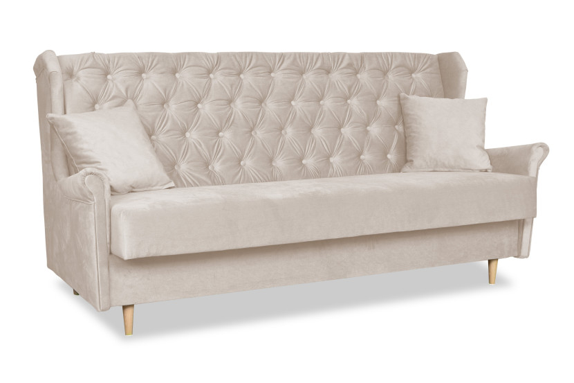 Sofa 3osobowa ROZKŁADANA uszak wersalka welurowa GAJA beżowa 315941