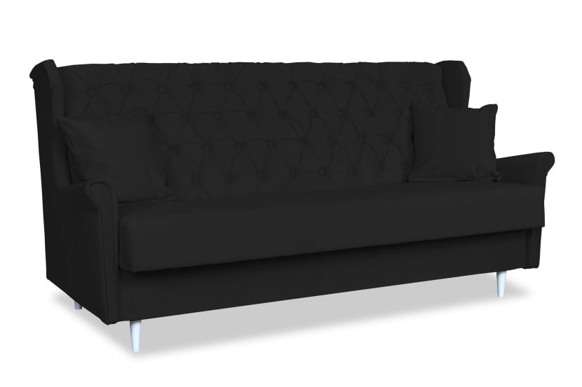 Sofa 3osobowa rozkładana z funkcją spania WELUR czarna GAJA 315949