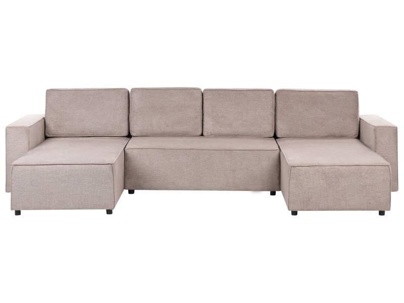 Sofa 4-osobowa narożnik regulowane oparcie jasnobrązowa 566977