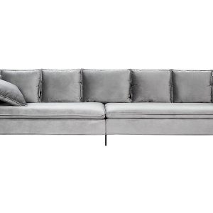 Sofa 4-osobowa welurowa jasnoszara 65874 Sofa 4-osobowa welurowa jasnoszara 65874