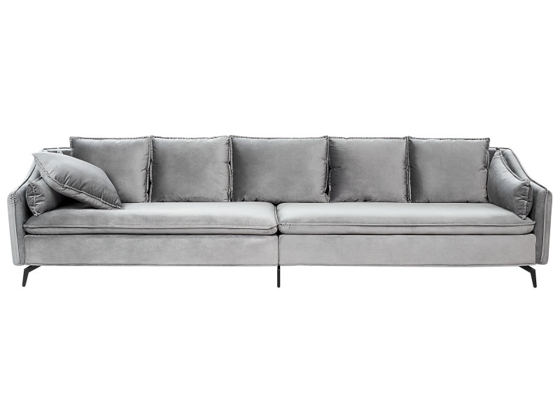 Sofa 4-osobowa welurowa jasnoszara 65874