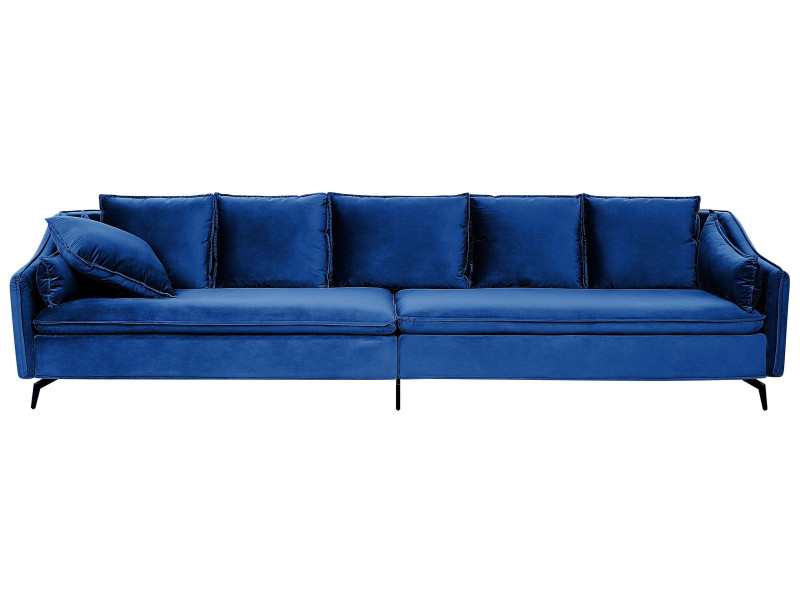 Sofa 4-osobowa welurowa niebieska 65864