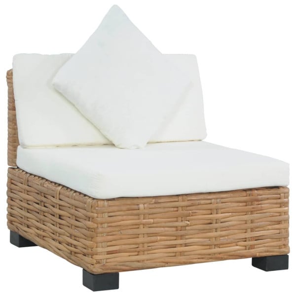 Sofa bez podłokietników, z poduszkami, naturalny rattan 374909