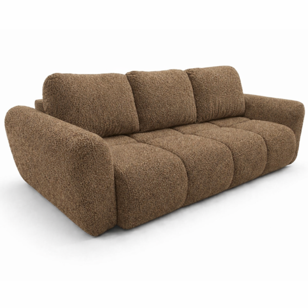 Sofa Cappuccino Boucle Premium Kanapa Rozkładana z Pojemnikiem Agnelo 1038431