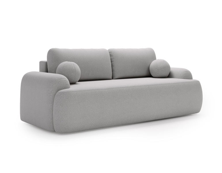 Sofa CLOUDY jasnoszara w pluszowej tkaninie lambi kanapa z funkcją spania 847160