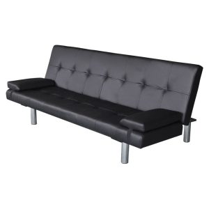 Sofa Czarny Sztuczna skóra vidaXL 471211 Sofa Czarny Sztuczna skóra vidaXL 471211