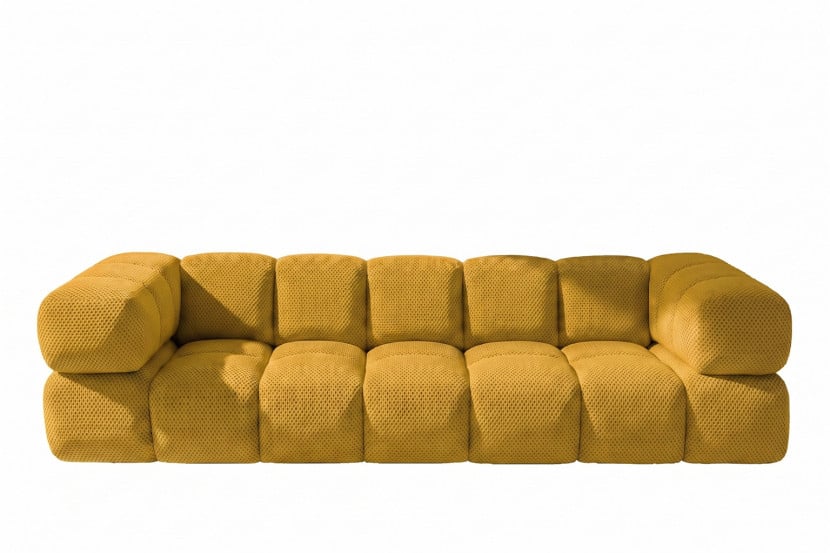 Sofa czteroosobowa, strukturalna tkanina Sonic, Musztardowy, Averro 1045535