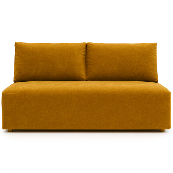 Sofa DUO z funkcją spania i pojemnikiem, tkanina Salvador, Żółty 781826
