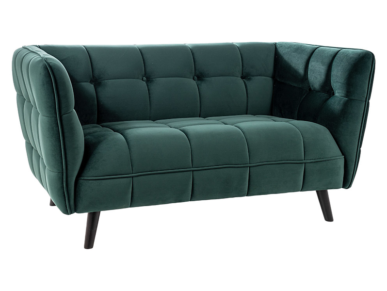 Sofa dwuosobowa Castello 2 welurowa pikowana zielona 53812