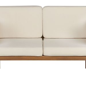 Sofa dwuosobowa drewniana jasna z poduszkami 76684 Sofa dwuosobowa drewniana jasna z poduszkami 76684