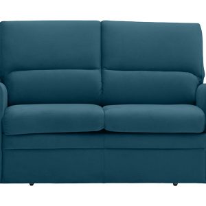 Sofa dwuosobowa Fulla rozkładana z pojemnikiem welurowa niebieska 52126