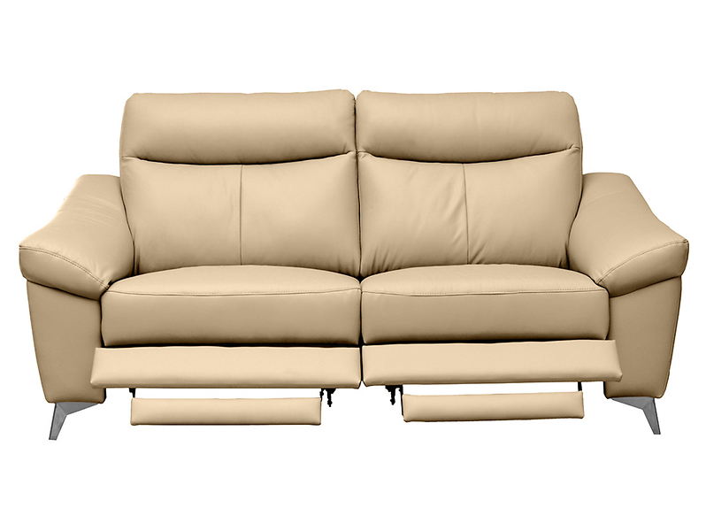 Sofa dwuosobowa Luna 2 z funkcją relaks skóra naturalna beżowa 43178