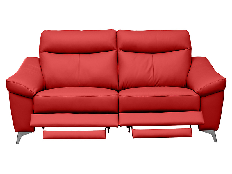 Sofa dwuosobowa Luna 2 z funkcją relaks skóra naturalna czerwona 43170