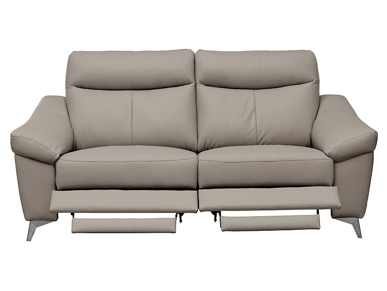 Sofa dwuosobowa Luna 2 z funkcją relaks skóra naturalna jasnoszara 43199