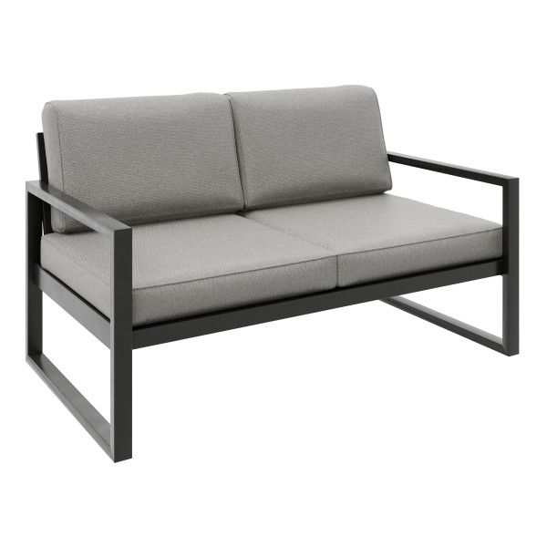 Sofa dwuosobowa ogrodowa STELLA szary – metalowy, wodoodporny na taras 1022613