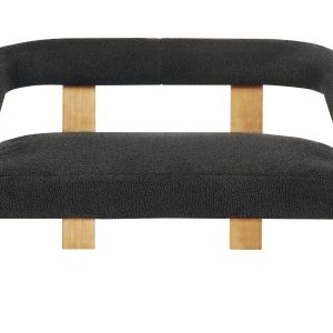 Sofa dwuosobowa retro boucle czarna z jasnobrązowym 716341