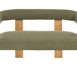 Sofa dwuosobowa retro boucle zielona z jasnobrązowym 716347