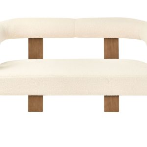Sofa dwuosobowa retro boucle złamana biel z ciemnobrązowym 716344