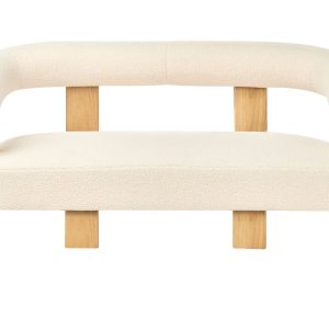 Sofa dwuosobowa retro boucle złamana biel z jasnobrązowym 716343