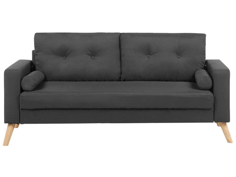 Sofa dwuosobowa szara z poduszkami 191126