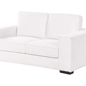 Sofa dwuosobowa sztruksowa poduszki biała 598756 Sofa dwuosobowa sztruksowa poduszki biała 598756