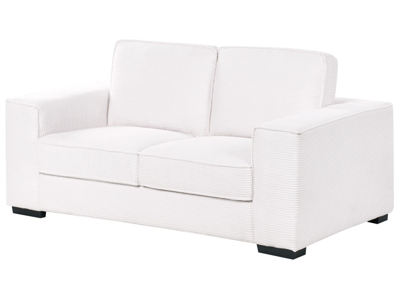 Sofa dwuosobowa sztruksowa poduszki biała 598756