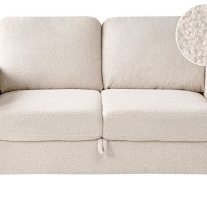 Sofa dwuosobowa tapicerowana beżowa boucle 825635 Sofa dwuosobowa tapicerowana beżowa boucle 825635