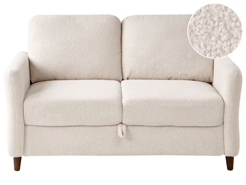 Sofa dwuosobowa tapicerowana beżowa boucle 825635