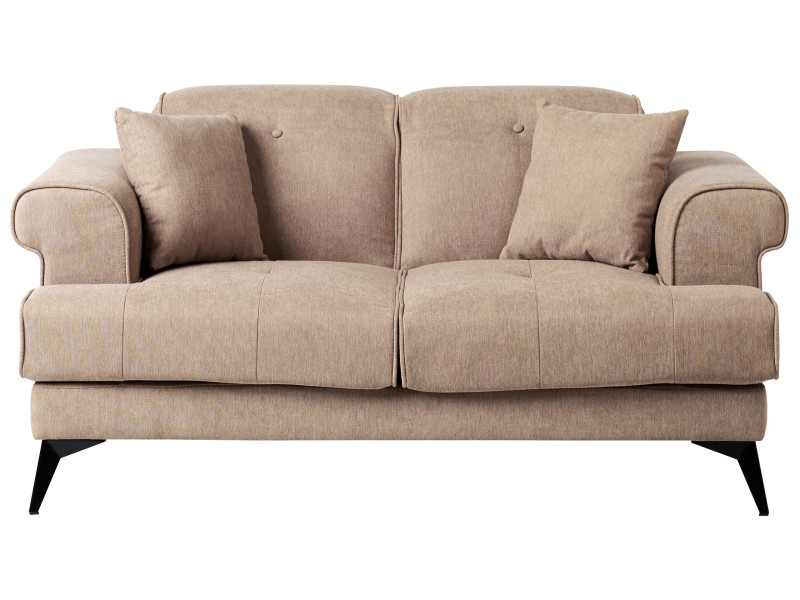 Sofa dwuosobowa tapicerowana jasnobrązowa 395434