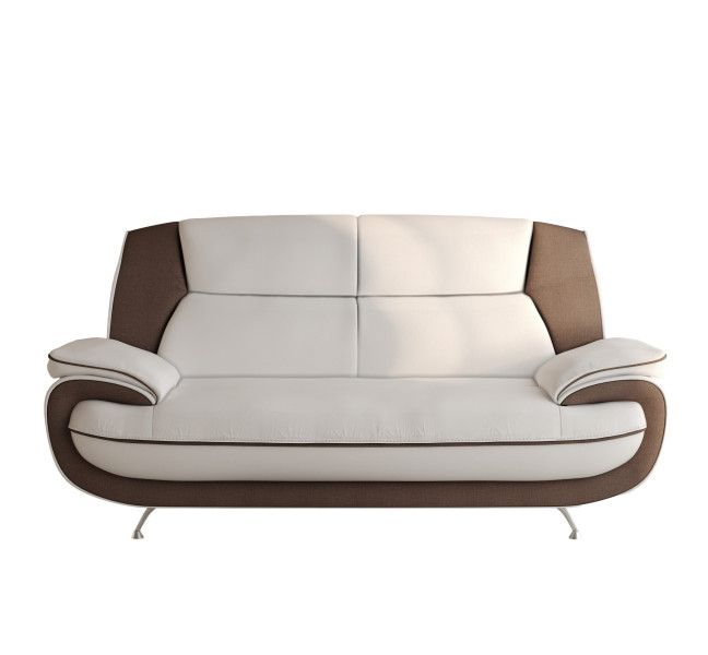 Sofa dwuosobowa, tkanina Kronos, biało-brązowa, Palermo 955620