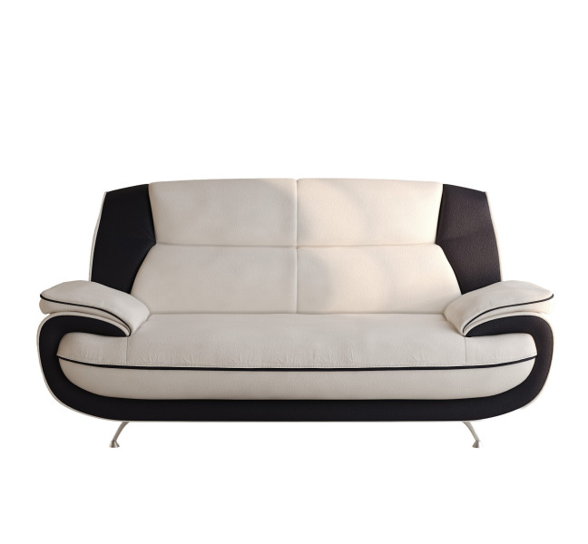 Sofa dwuosobowa, tkanina Soft, biało-czarna, Palermo 955622