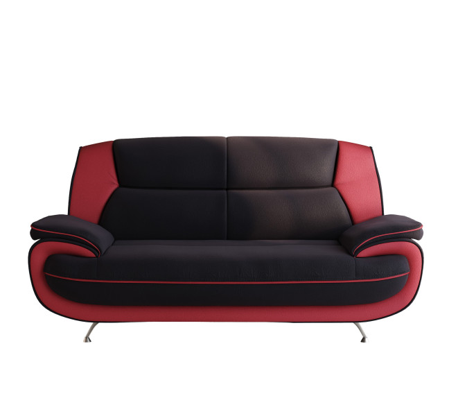 Sofa dwuosobowa, tkanina Soft, czarno-czerwona, Palermo 955634