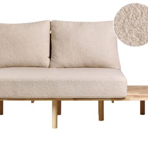 Sofa dwuosobowa ze składanym stolikiem beżowa 447987 Sofa dwuosobowa ze składanym stolikiem beżowa 447987