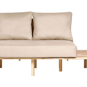 Sofa dwuosobowa ze składanym stolikiem beżowa 447986 Sofa dwuosobowa ze składanym stolikiem beżowa 447986