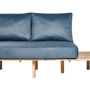 Sofa dwuosobowa ze składanym stolikiem niebieska 447989 Sofa dwuosobowa ze składanym stolikiem niebieska 447989