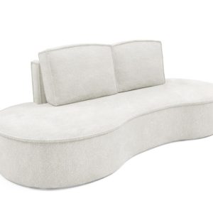 Sofa FLOW o zaokrąglonych bokach z poduszkami biała w tkaninie Abriamo 510081 Sofa FLOW o zaokrąglonych bokach z poduszkami biała w tkaninie Abriamo 510081
