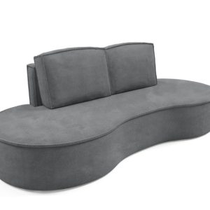 Sofa FLOW o zaokrąglonych bokach z poduszkami grafitowa w tkaninie Curio 510075 Sofa FLOW o zaokrąglonych bokach z poduszkami grafitowa w tkaninie Curio 510075