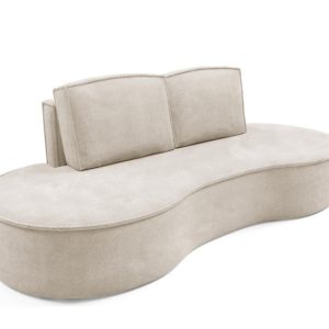 Sofa FLOW o zaokrąglonych bokach z poduszkami jasnobeżowa w tkaninie Curio 510095 Sofa FLOW o zaokrąglonych bokach z poduszkami jasnobeżowa w tkaninie Curio 510095