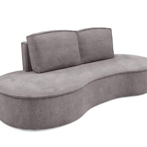 Sofa FLOW o zaokrąglonych bokach z poduszkami Szara w tkaninie Abriamo 510070 Sofa FLOW o zaokrąglonych bokach z poduszkami Szara w tkaninie Abriamo 510070