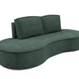 Sofa FLOW o zaokrąglonych bokach z poduszkami zielona w tkaninie Abriamo 510071 Sofa FLOW o zaokrąglonych bokach z poduszkami zielona w tkaninie Abriamo 510071