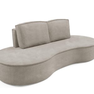 Sofa FLOW o zaokrąglonych bokach z poduszkami zimny beż w tkaninie Curio 510097 Sofa FLOW o zaokrąglonych bokach z poduszkami zimny beż w tkaninie Curio 510097
