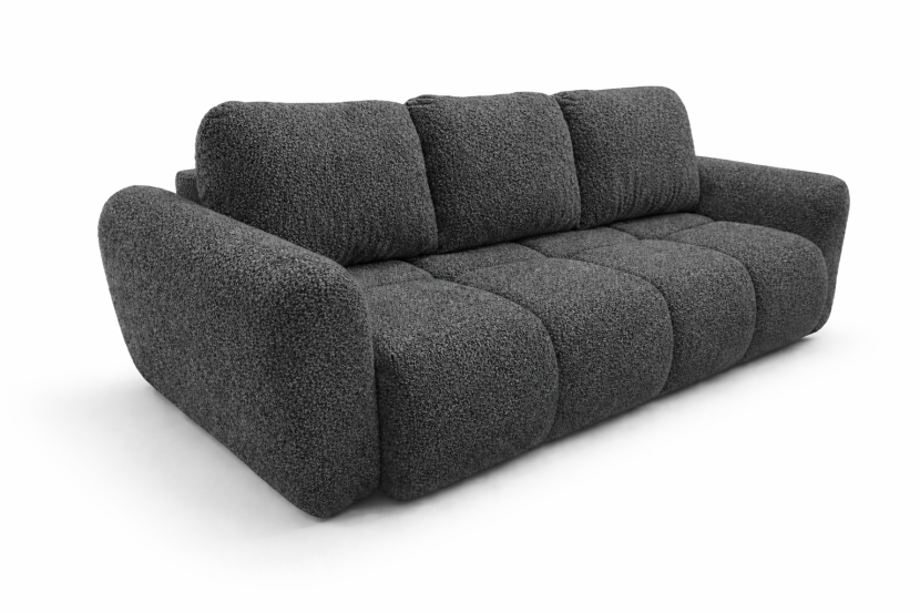 Sofa Grafitowa Boucle Premium 250 cm Kanapa Rozkładana z Pojemnikiem Agnelo 1038426