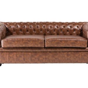Sofa kanapa chesterfield ekoskóra brązowa 851563 Sofa kanapa chesterfield ekoskóra brązowa 851563