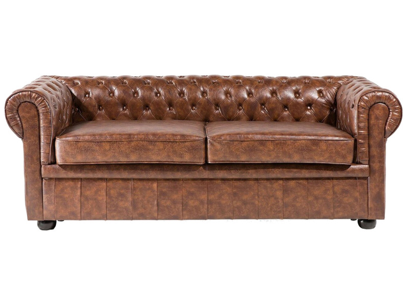Sofa kanapa chesterfield ekoskóra brązowa 851563